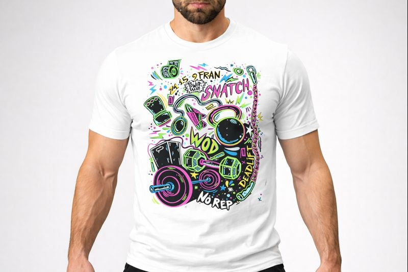 Playera multicolor base blanca